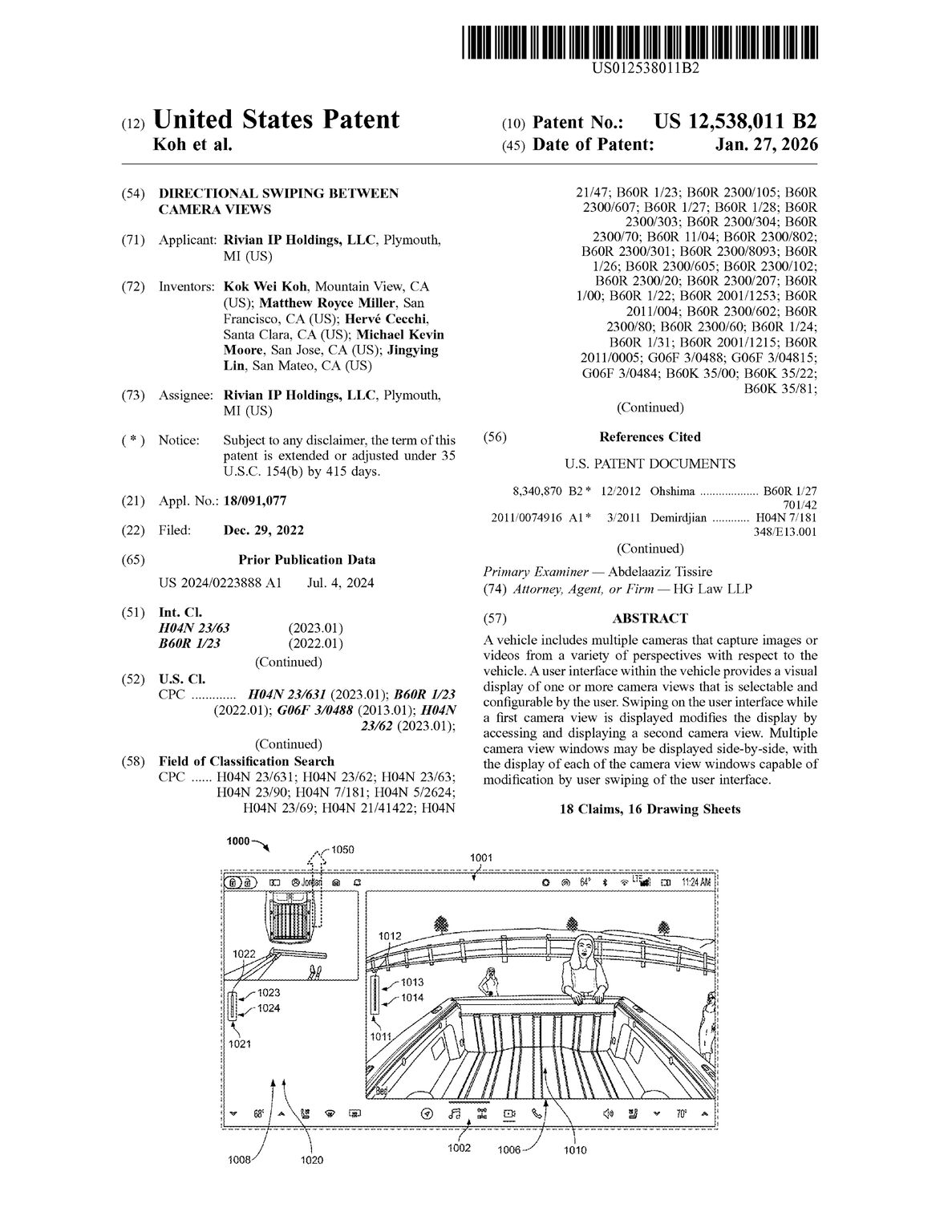 Example of a granted United States patent document